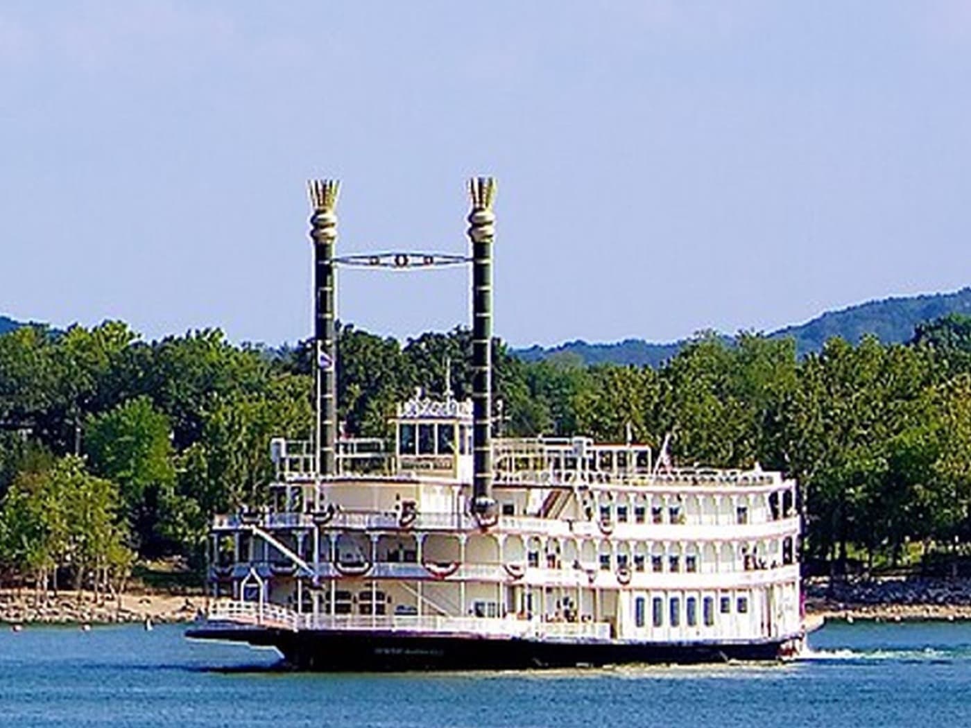 The Showboat Branson Belle paddlewheeler cruising Table Rock Lake
