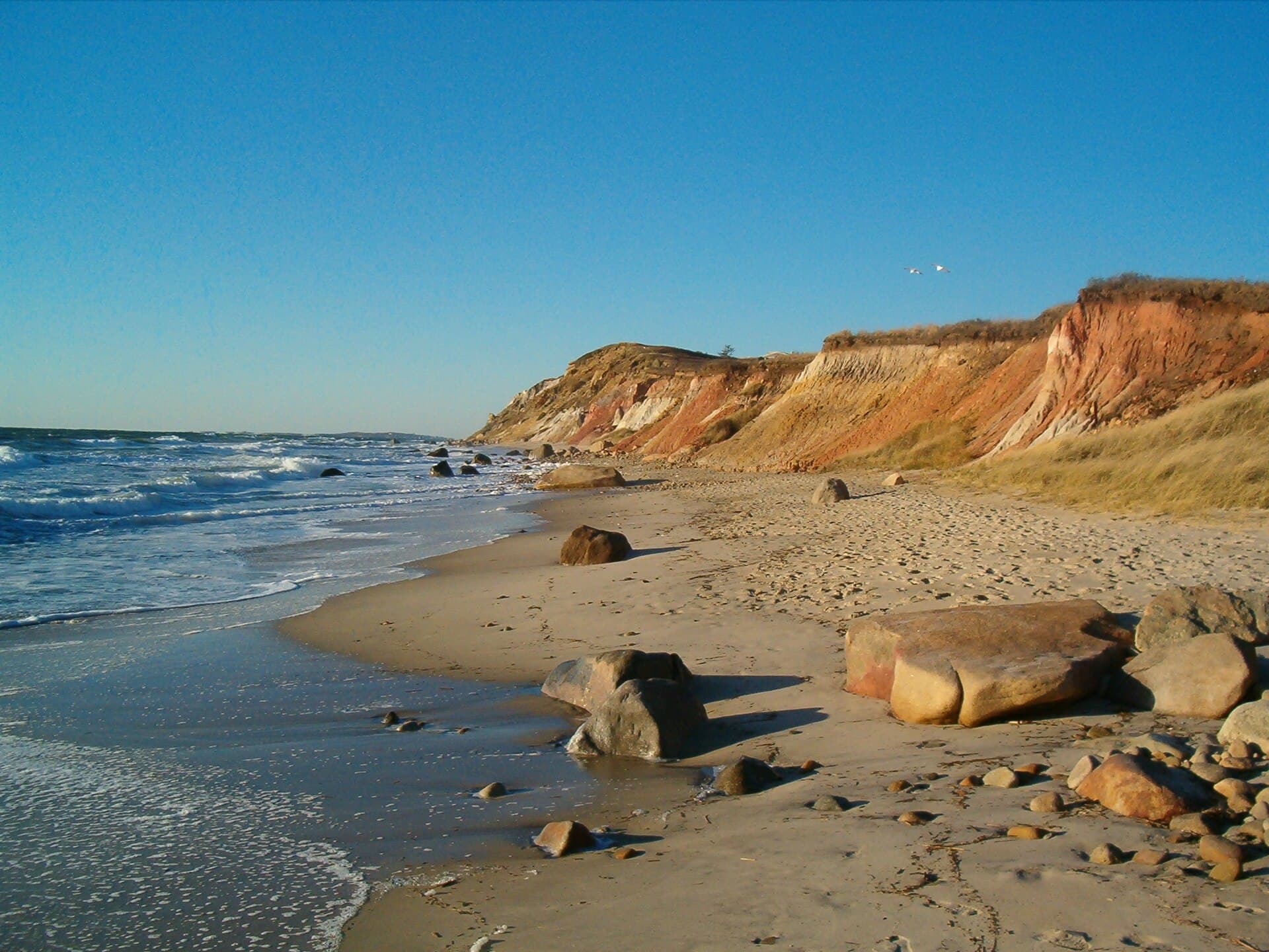The colored clay cliffs of Aquinnah on Martha's Vineyard