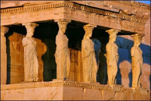 The Caryatids supporting the porch of the Erechtheion on the Acropolis