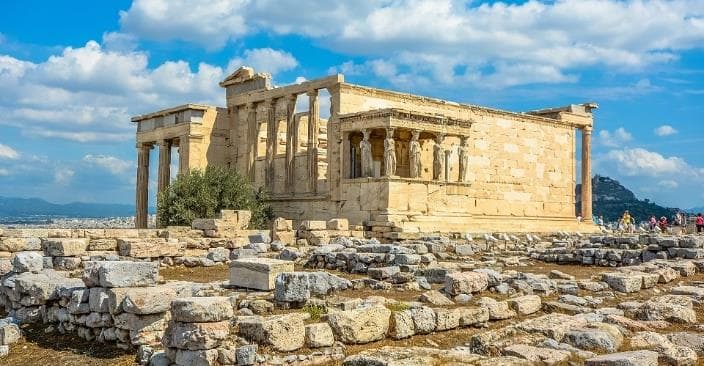 The Parthenon on the Acropolis beneath a blue sky