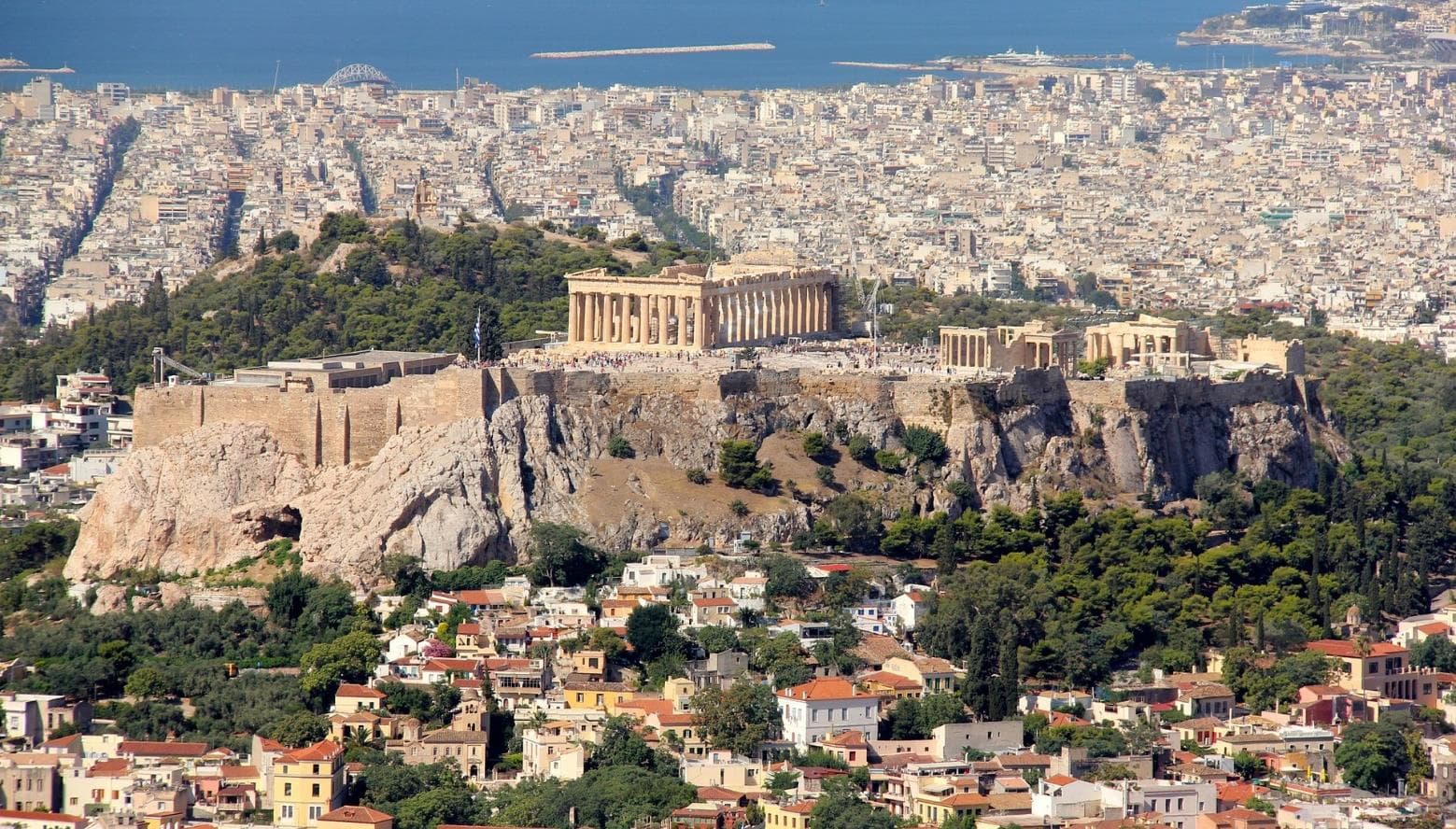 The Acropolis rising above Athens with the city in the foreground