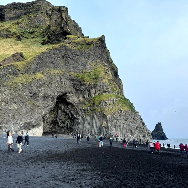 The black-sand beach and basalt cliff at Reynisfjara