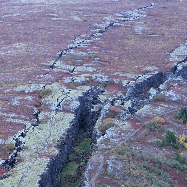 The Almannagjá rift at Þingvellir, where two tectonic plates pull apart